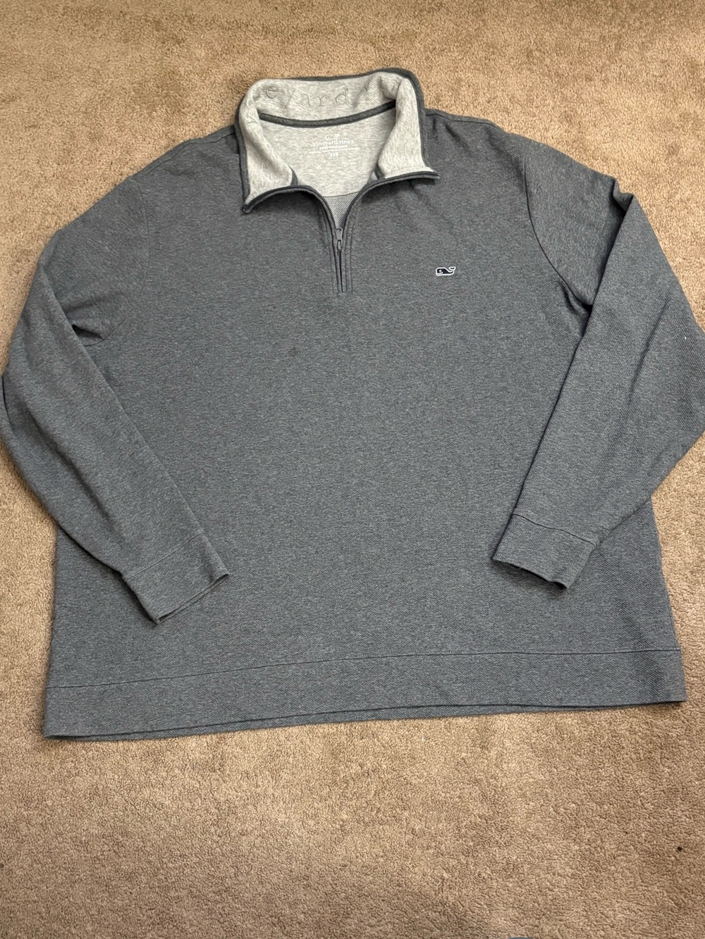 Vineyard Vines Pullover Mens 3XB Big Gray Quarter 1/4 Zip Performance Preppy